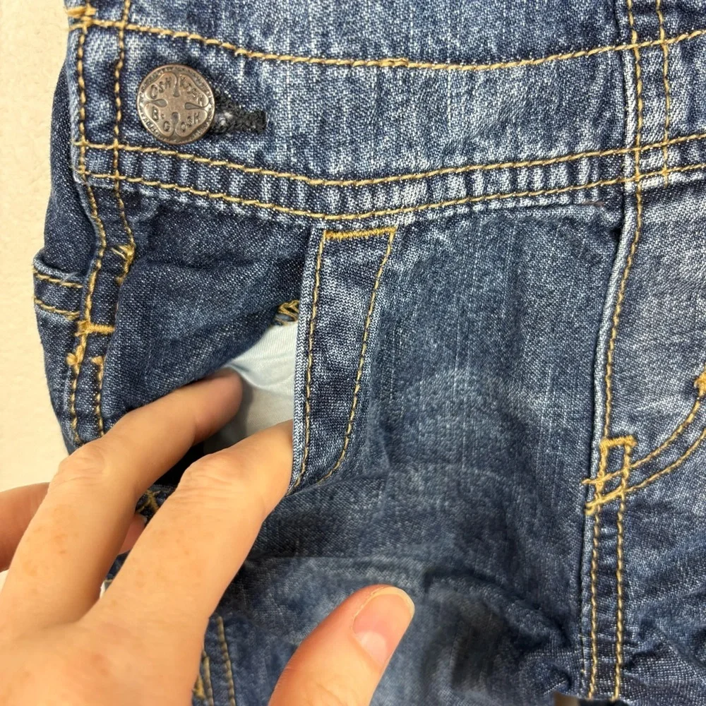 OshKosh B'Gosh Denim Bib Overalls‎ Vestbak Size 9 Mos. Plaid Flannel Lining Blue